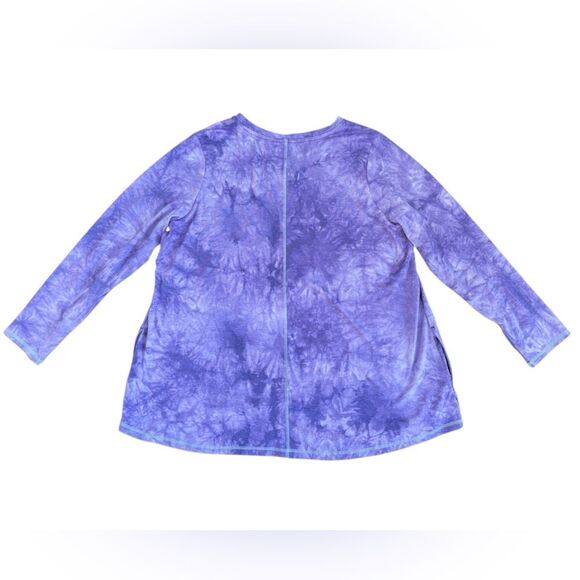 LOGO by Lori Goldstein Women's Purple Tie Dye Long Sleeve Top w/ Pockets Size 1X - Picture 3 of 9